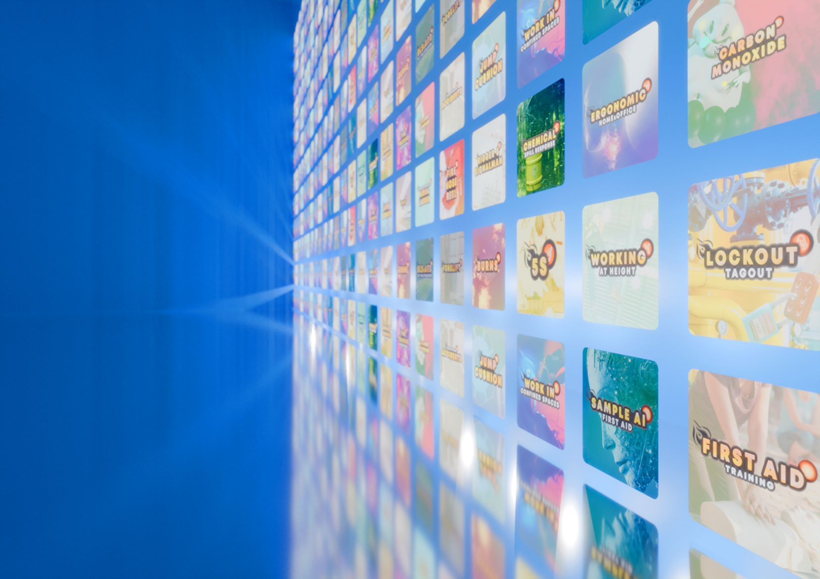 Wall of EHS VR training app covers