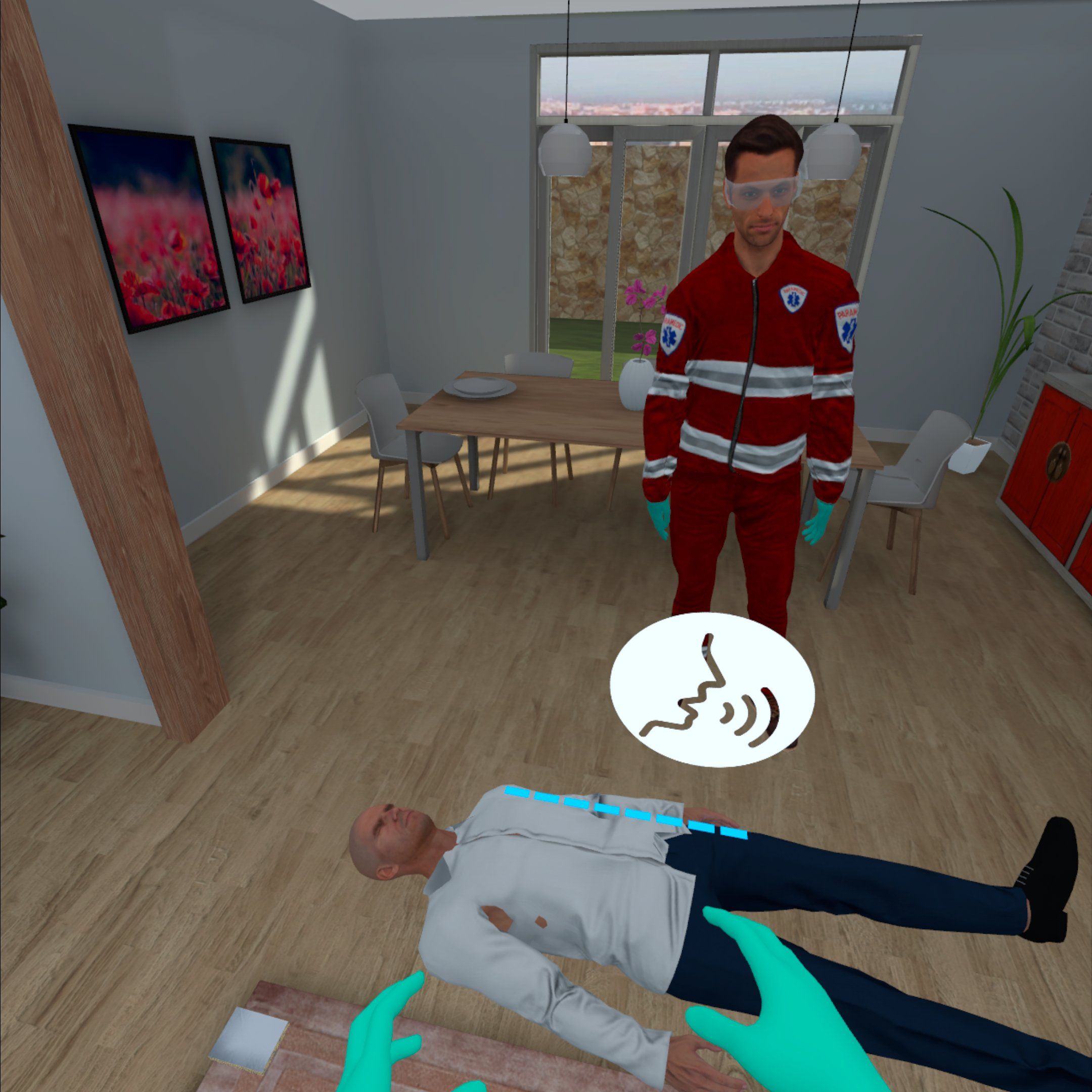 BLS-Schulung für zu Hause in VR: Wiederbelebung und lebensrettende Maßnahmen lernen.