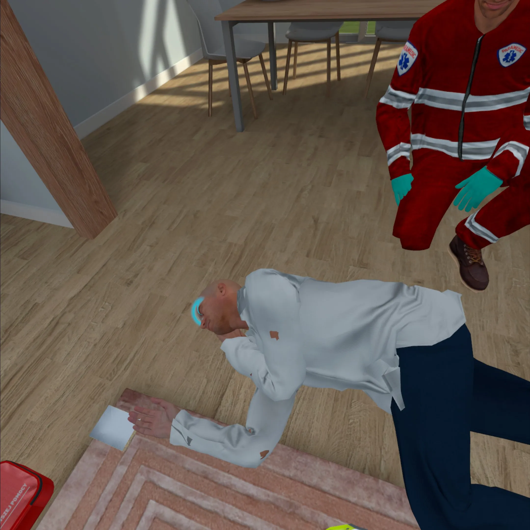Erste Hilfe in VR: BLS in einer Notfallsituation zu Hause durchführen.