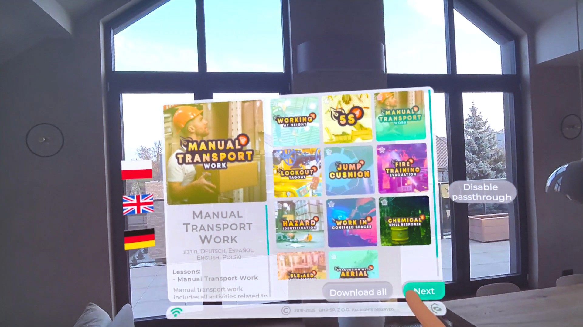 EHS Academy app – VR safety training library.