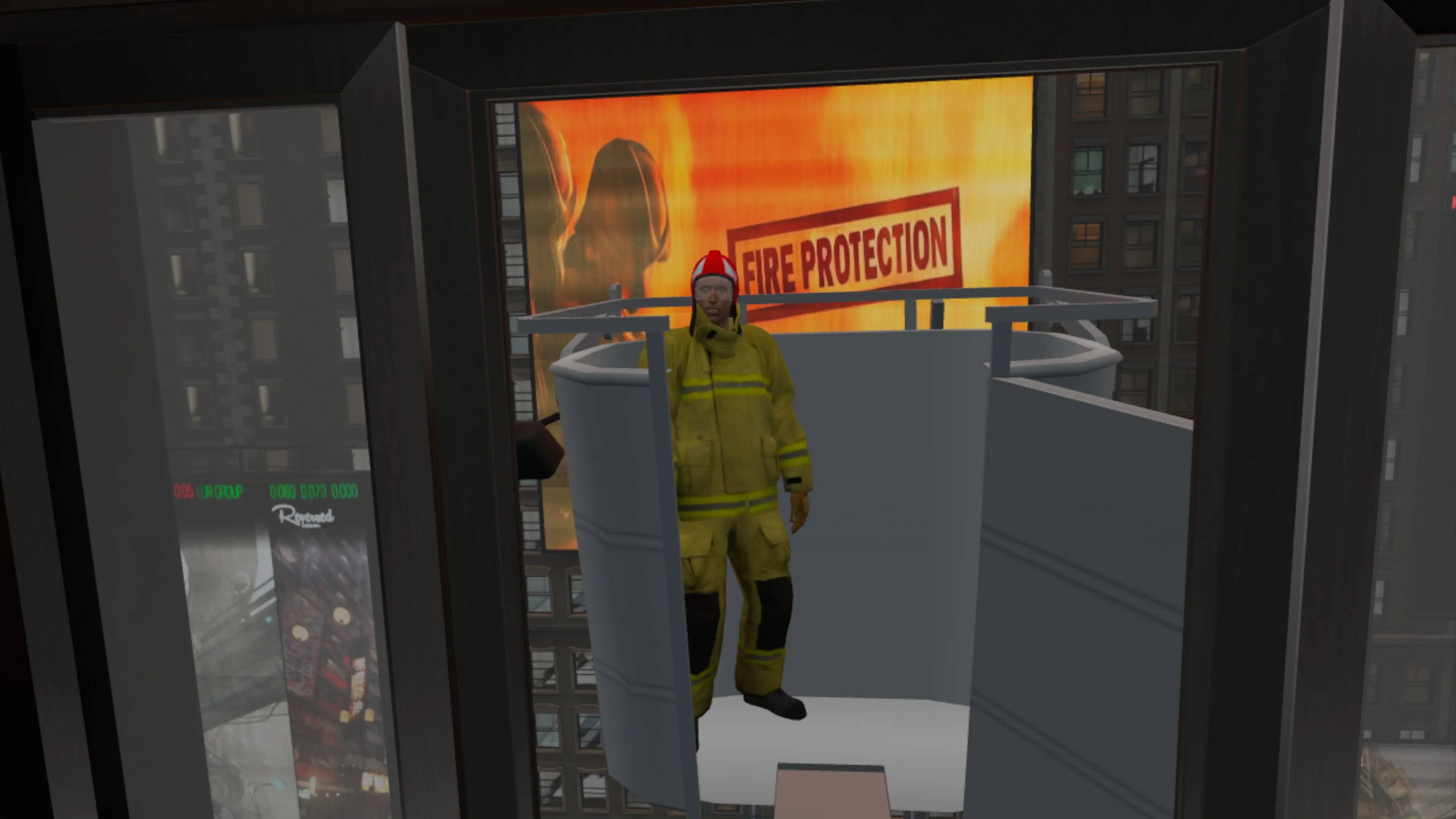 Firefighter training VR – safe evacuation techniques in high-risk areas.