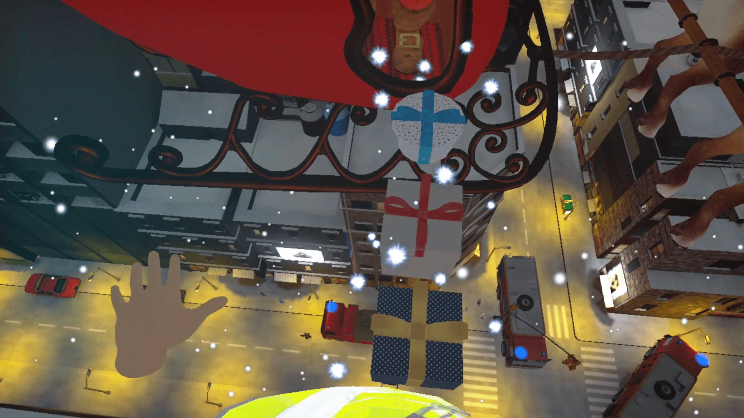 VR fire safety – Christmas edition, practicing evacuation with an aerial ladder.