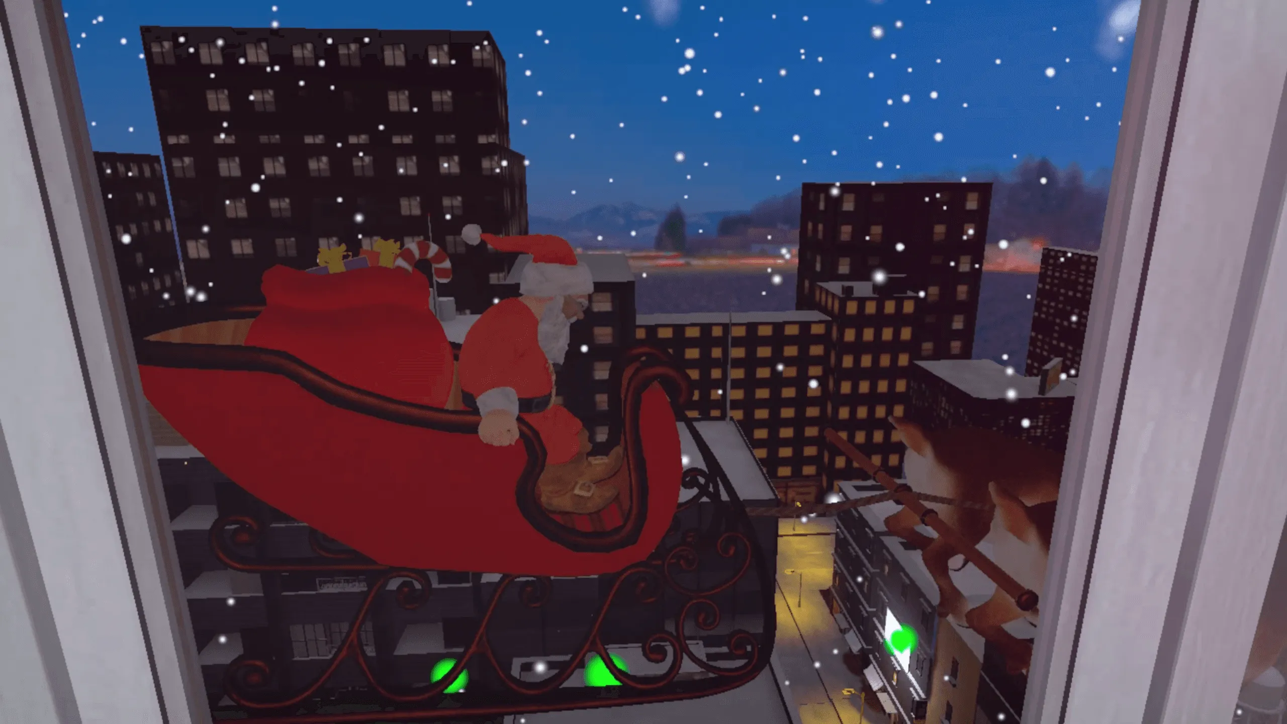 Christmas fire evacuation VR training – emergency response with aerial ladder.