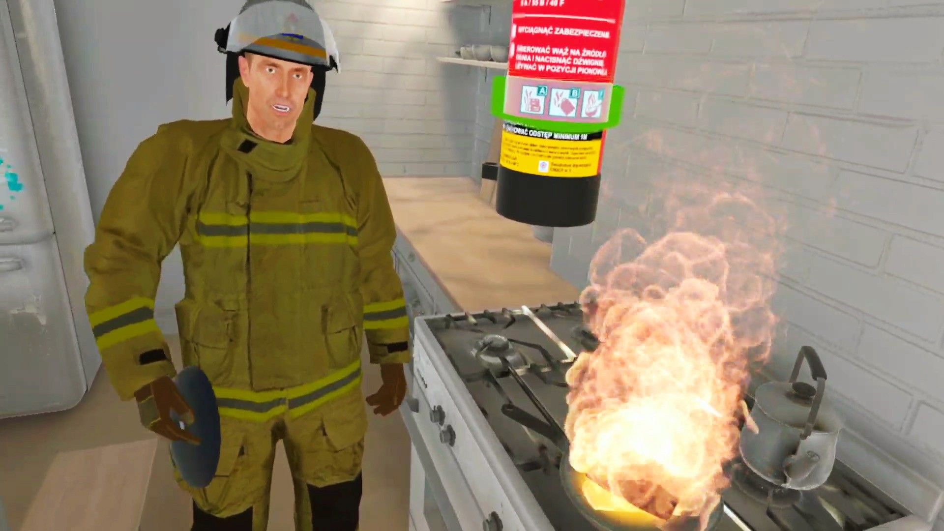 Fire safety VR – extinguishing oil fires in a safe way.