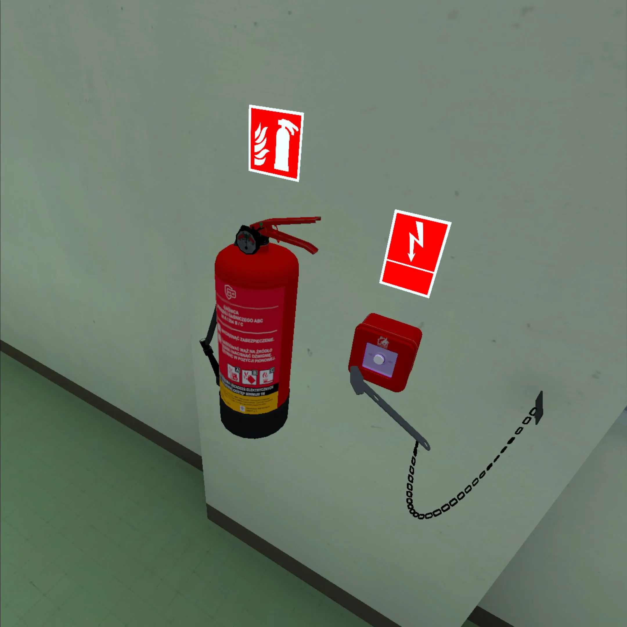 VR fire response training – proper use of fire extinguishers.