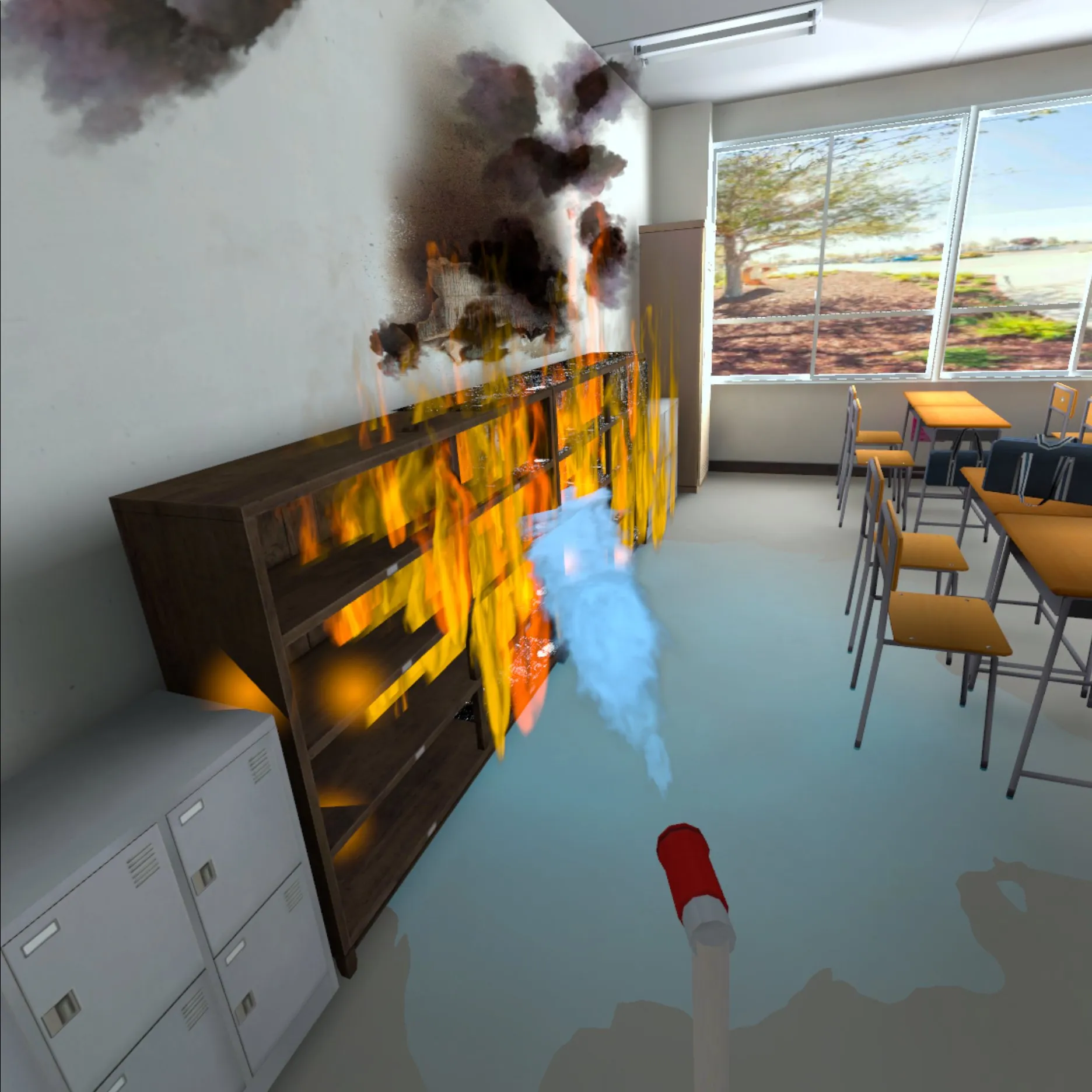 PPE and fire safety VR – how to operate a fire hose reel.