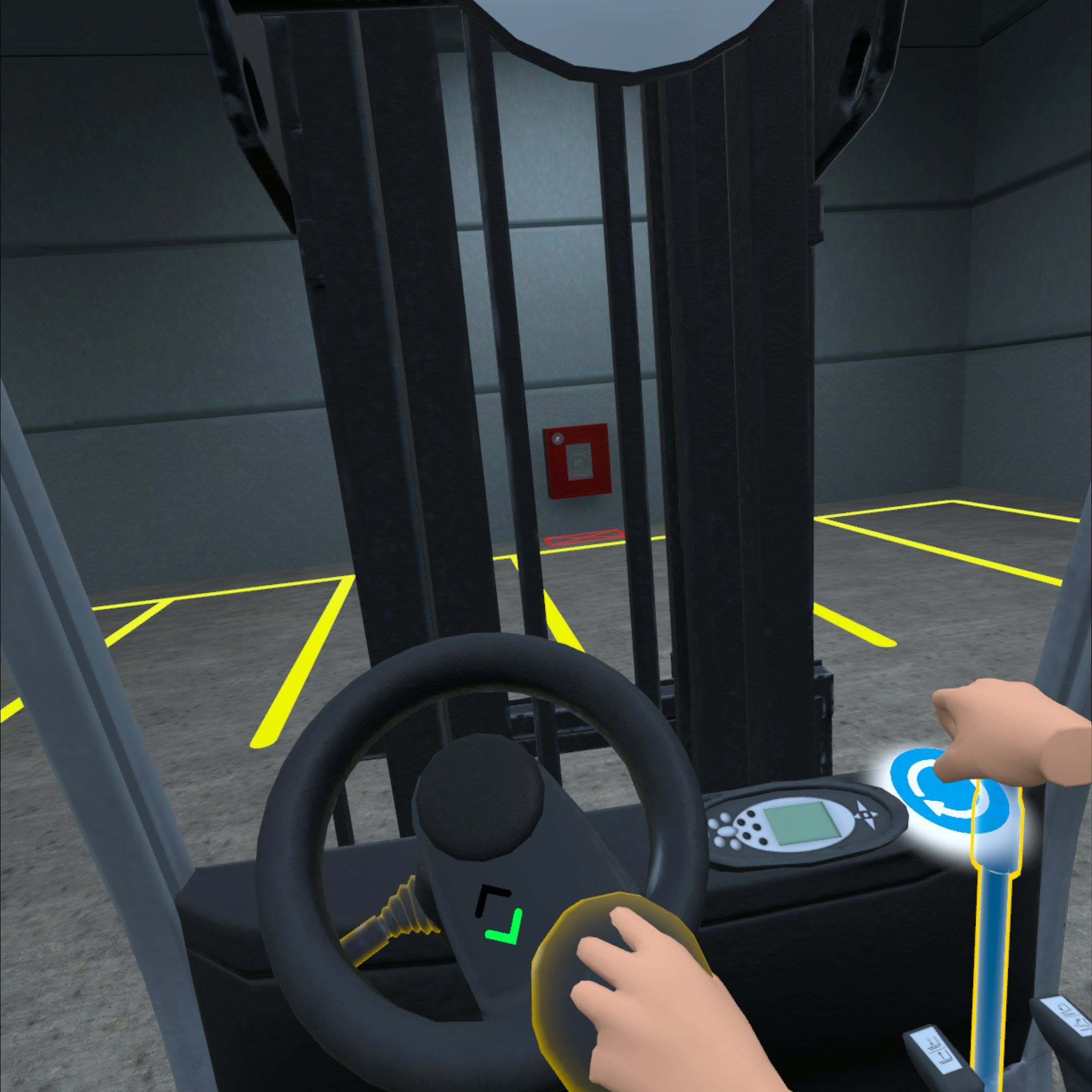 VR warehouse training – safe forklift handling and maneuvering.