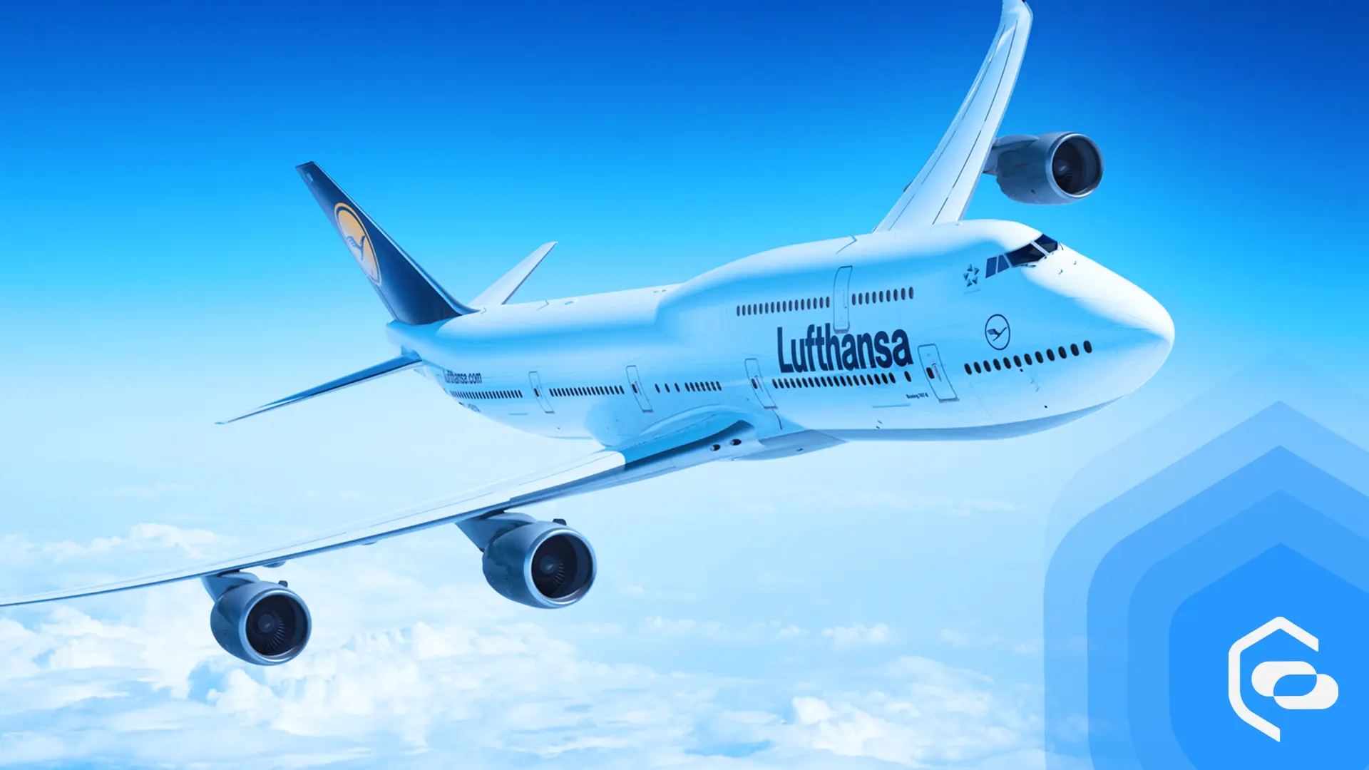 Lufthansa airplane next to the EHS VR logo