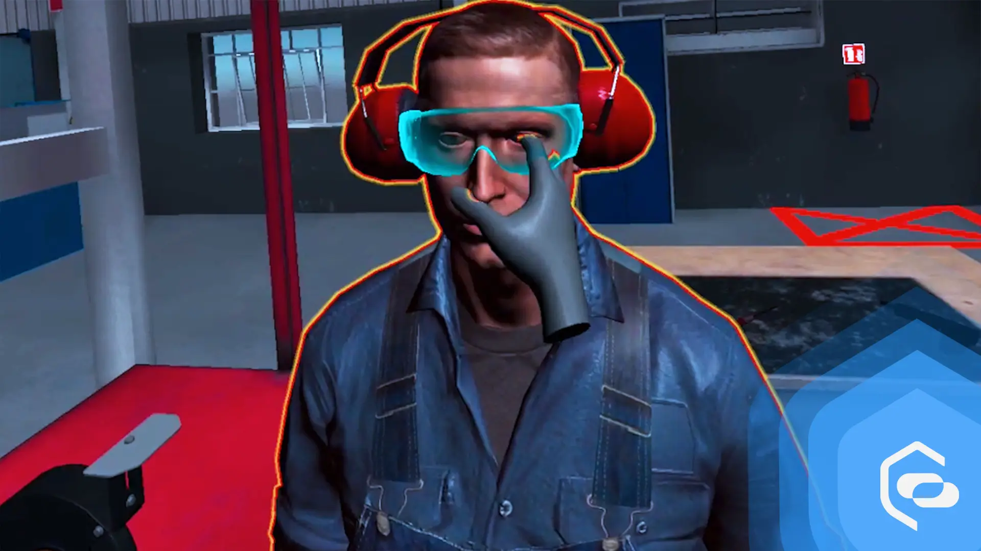 A virtual factory worker created with VR technology