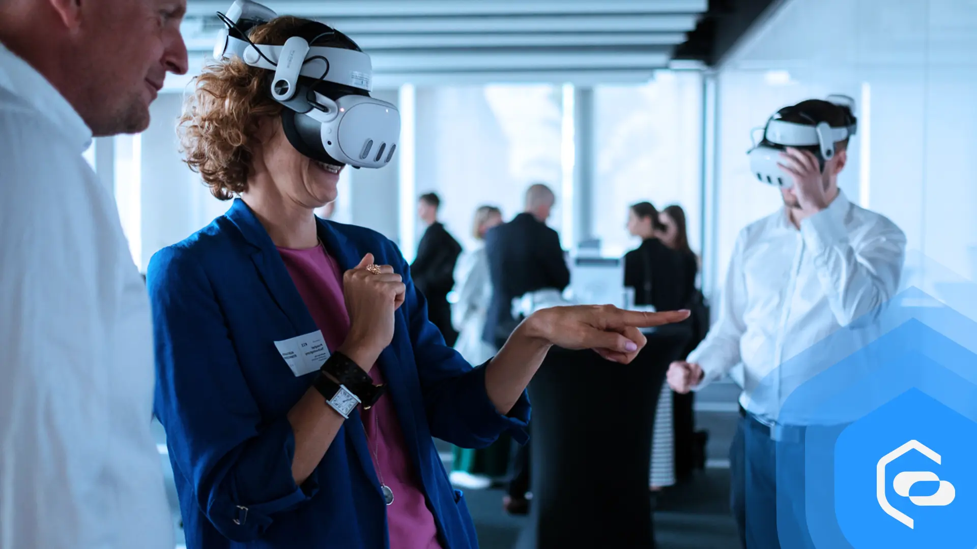 A group of people wearing VR headsets during training