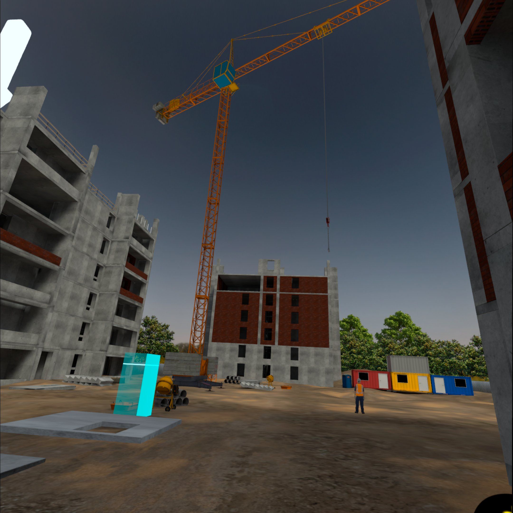 Construction site safety VR training – risk prevention during lifting.