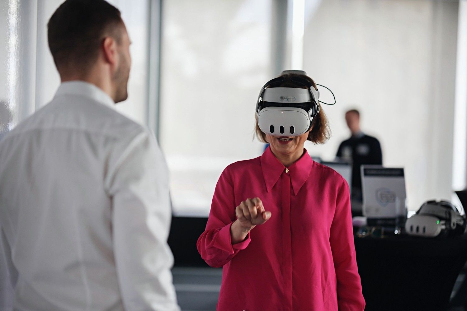 A woman taking part in VR training