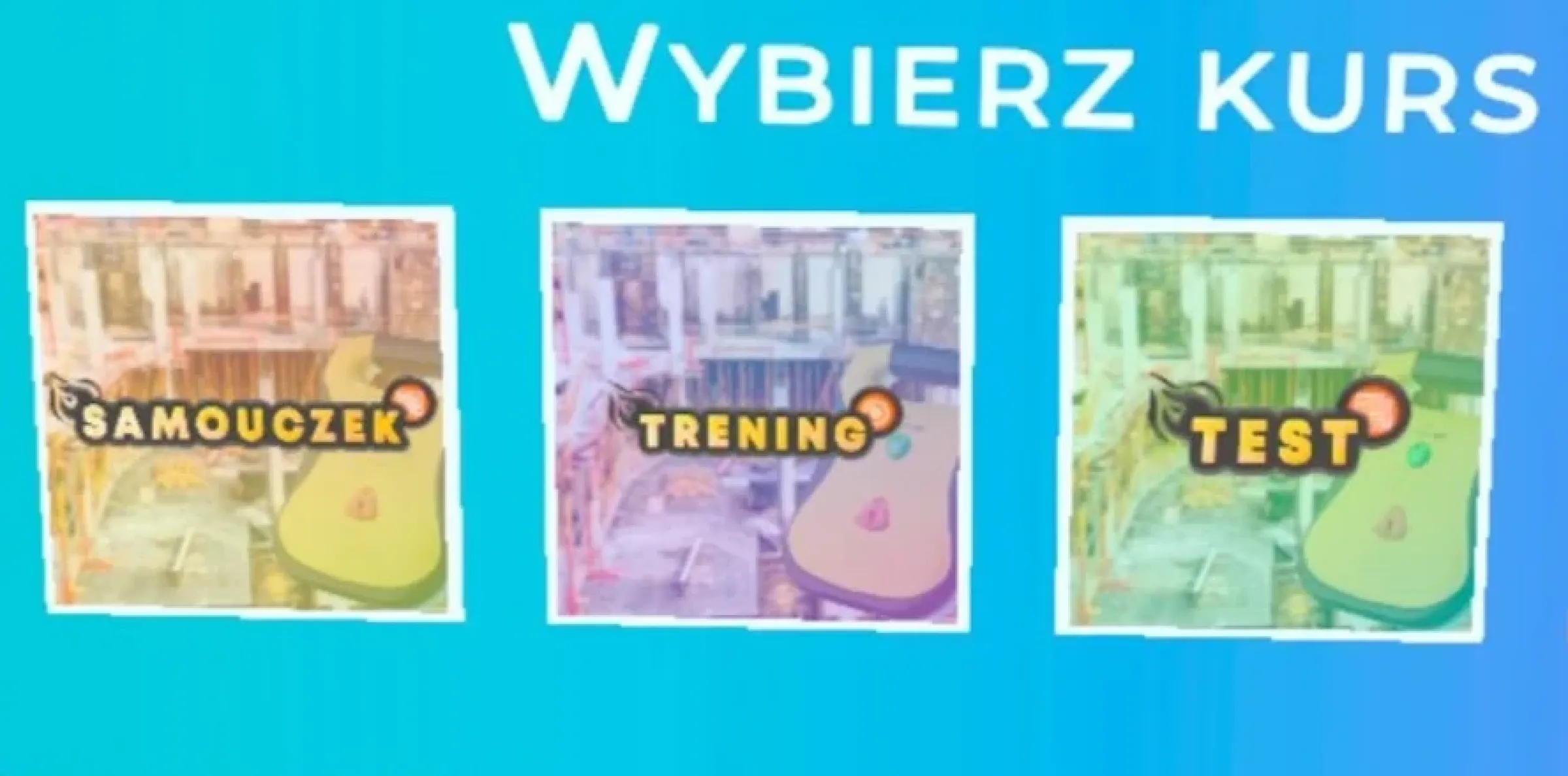 The course selection screen in the Lockout Tagout VR application, with tutorial, training and test modes (Polish interface)